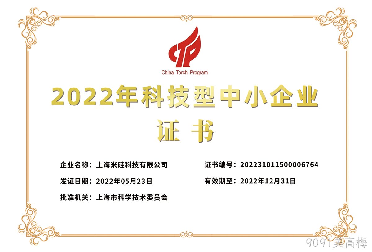 娄底9091美高梅2022年科技型中小企业证书